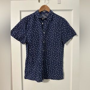 Vintage navy polka dot shirt